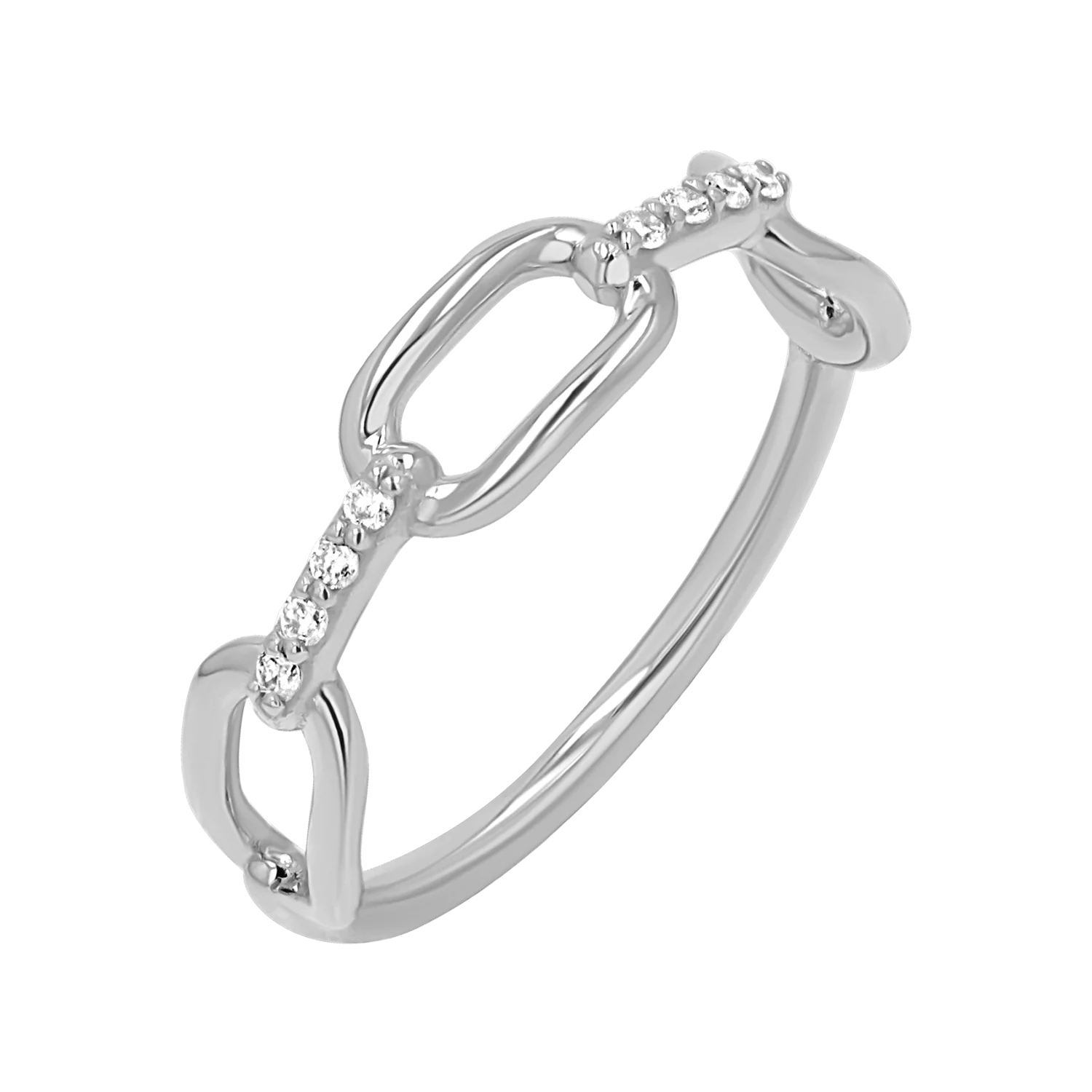 Diamond Bar Paperclip Link Ring - Image 2