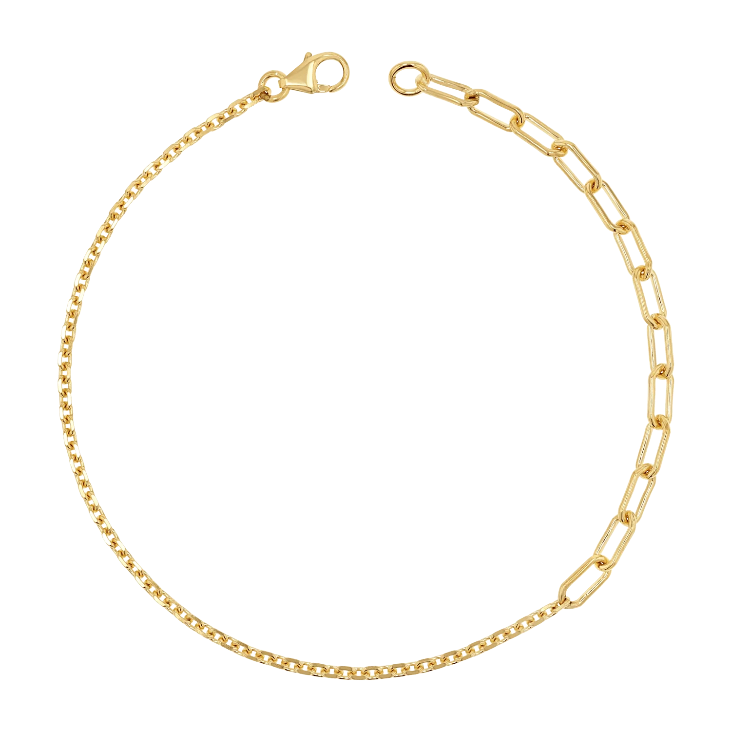 Diamond Cut Rolo & Paperclip Chain Bracelet