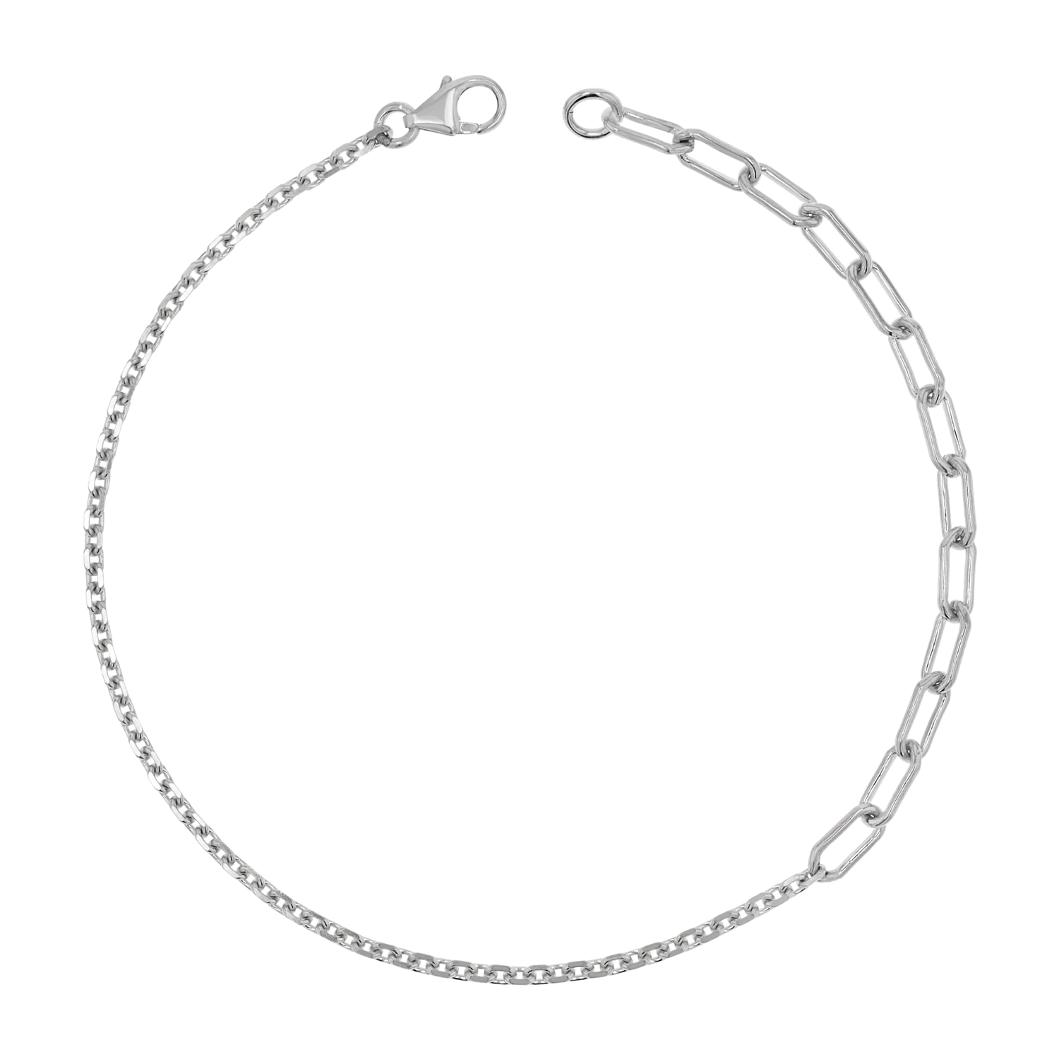 Diamond Cut Rolo & Paperclip Chain Bracelet - Image 2