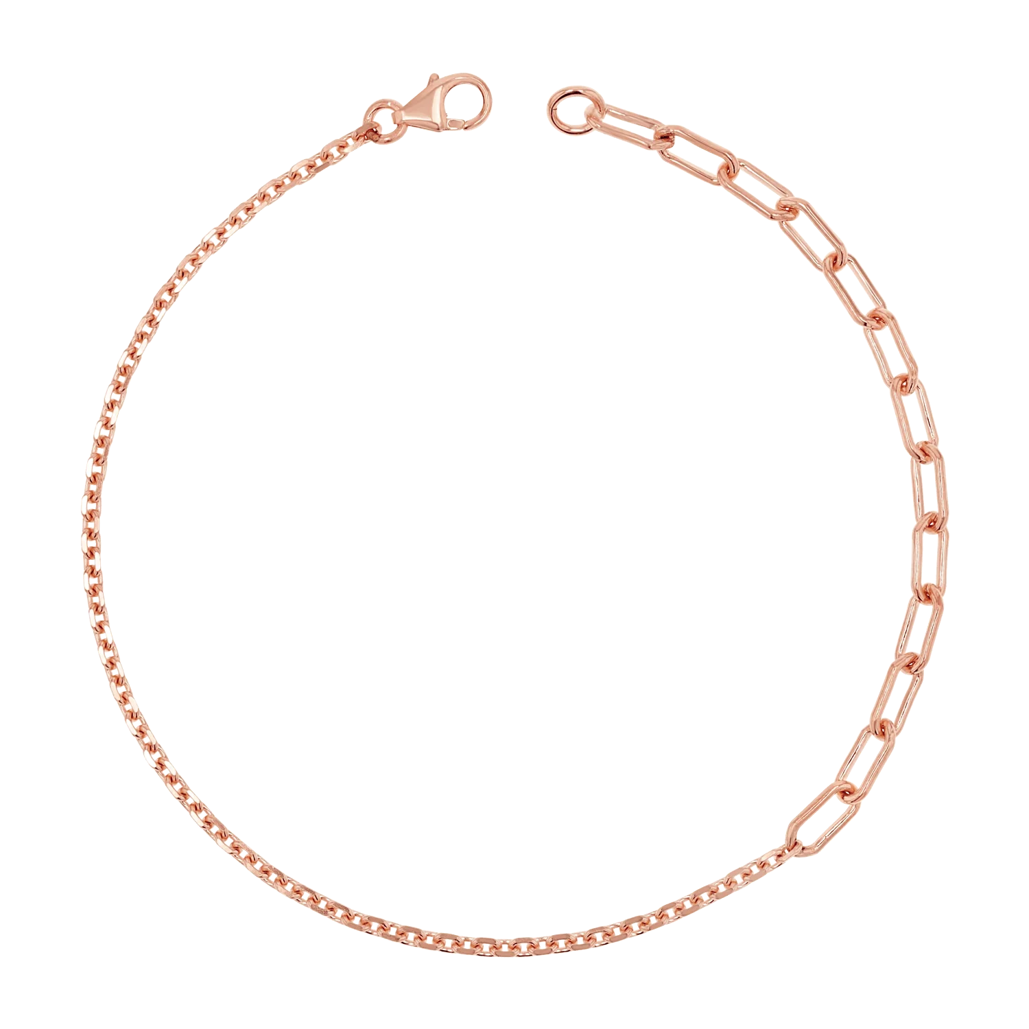 Diamond Cut Rolo & Paperclip Chain Bracelet - Image 3