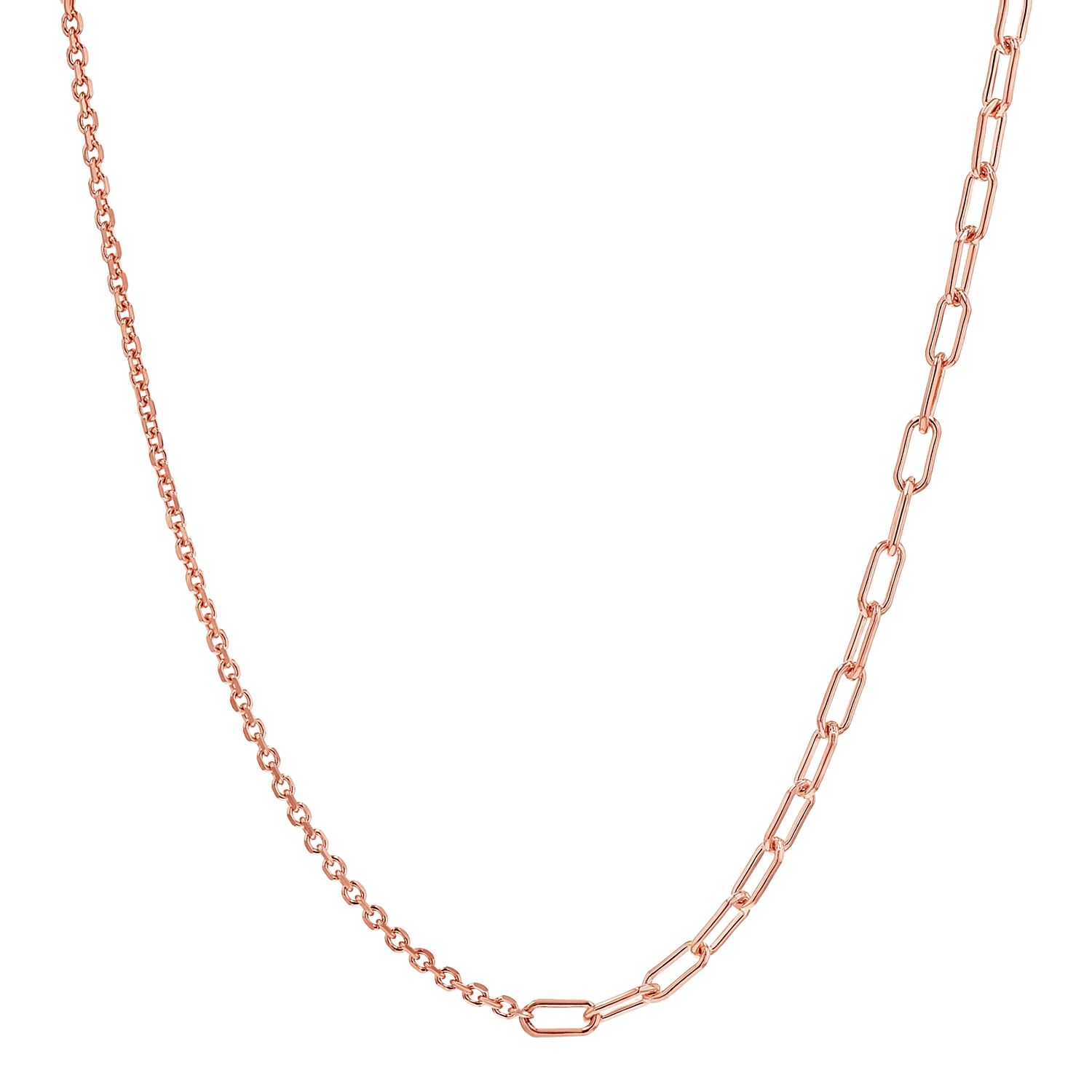 Diamond Cut Rolo & Paperclip Chain Necklace - Image 3