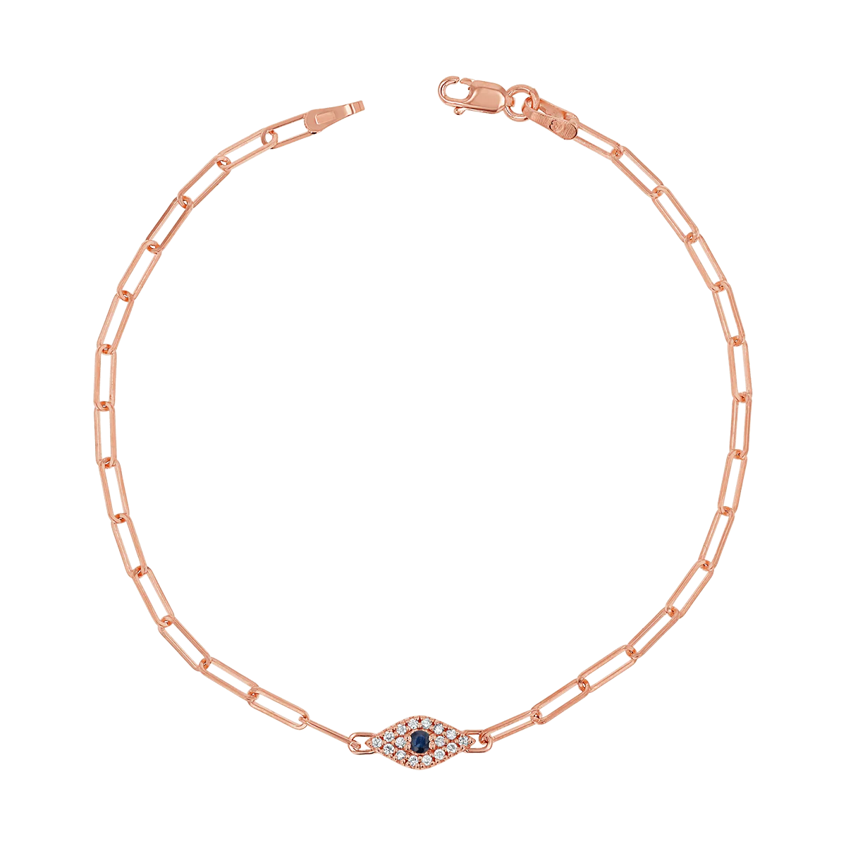 Diamond Evil Eye Paperclip Bracelet - Image 3