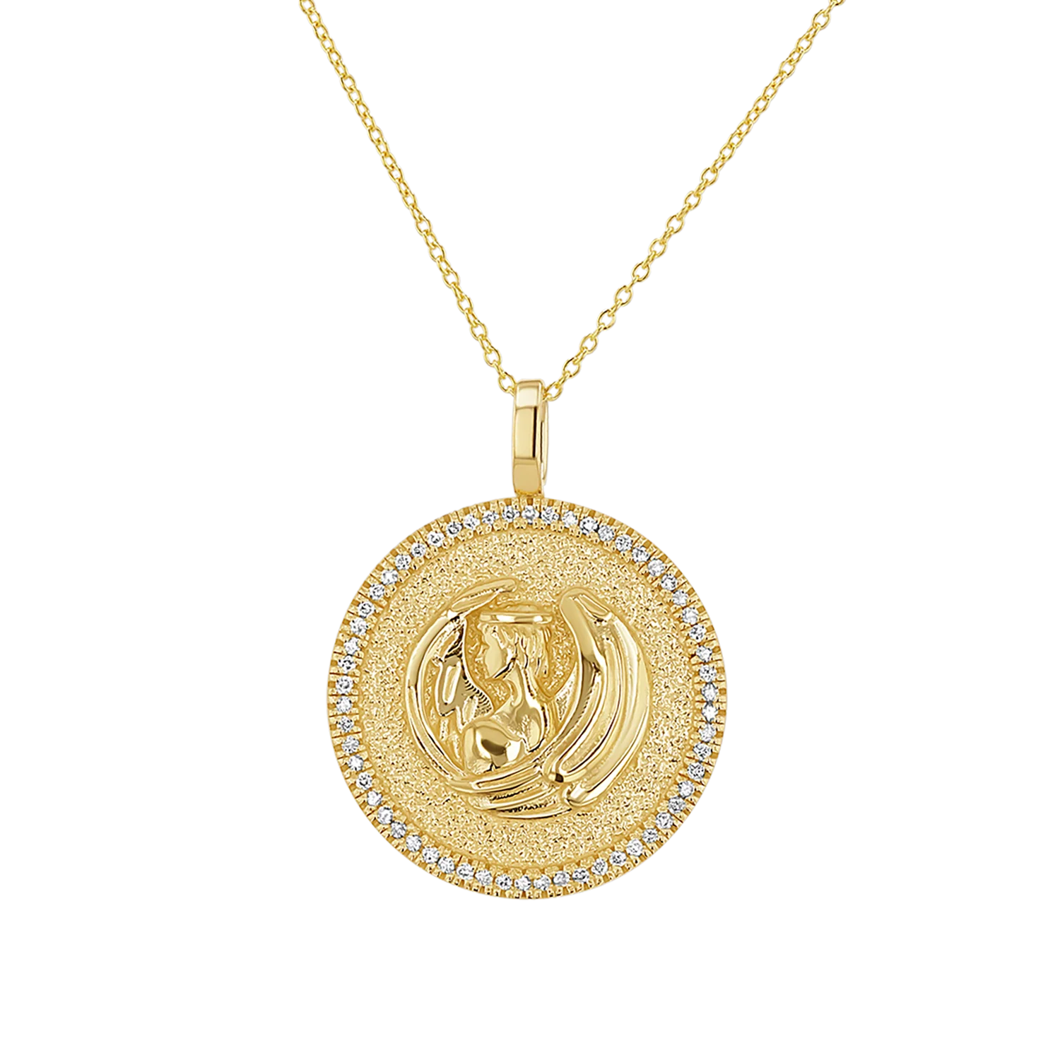 Diamond Zodiac Coin Medallion Necklace - Image 11
