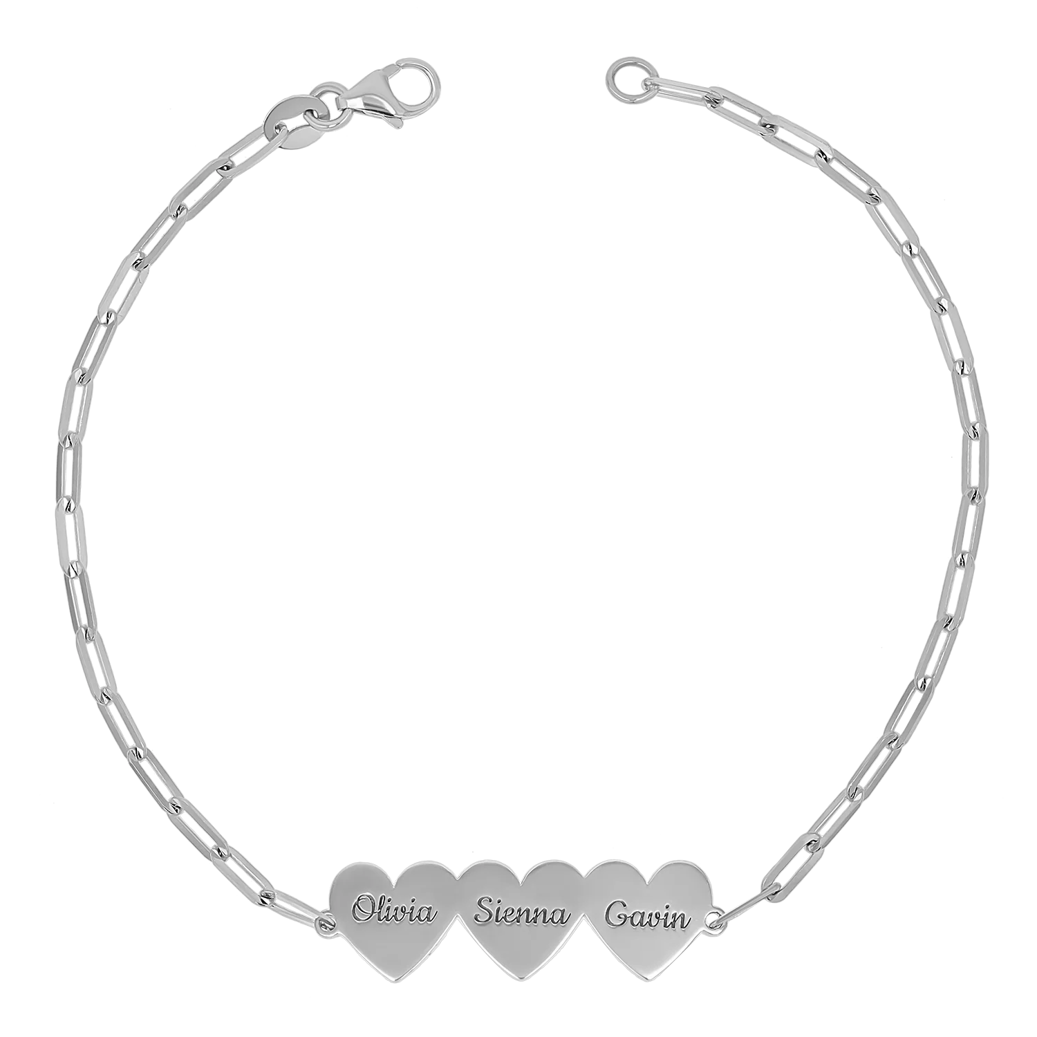 Engravable Multi Heart Paperclip Bracelet - Image 2
