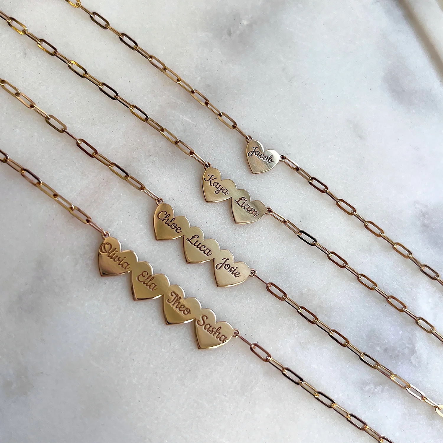Engravable Multi Heart Paperclip Necklace - Image 13