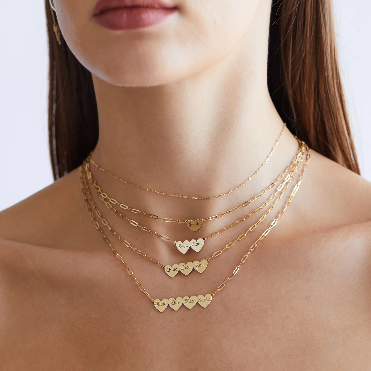 Engravable Multi Heart Paperclip Necklace - Image 15