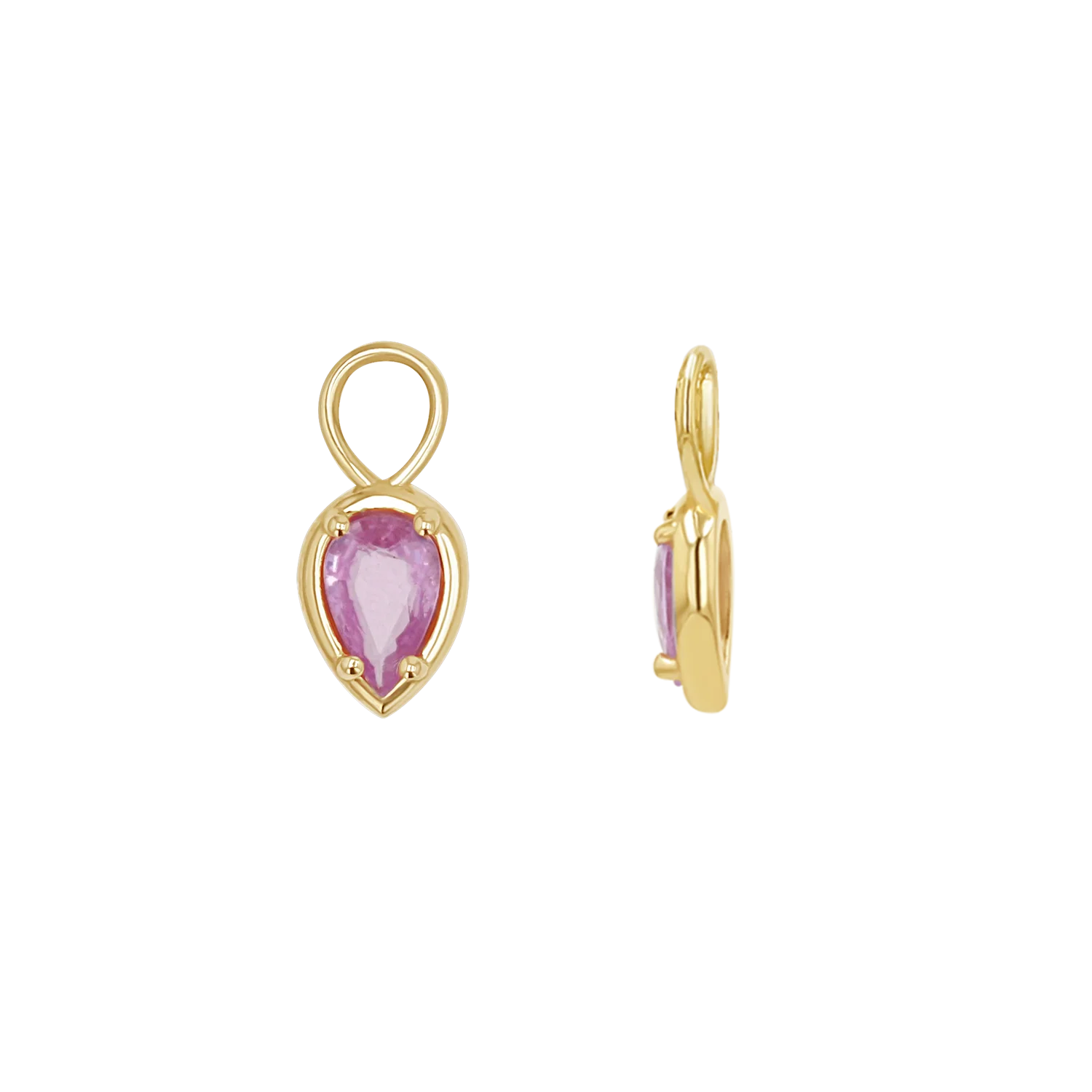 Gemstone Pear Huggies Charms