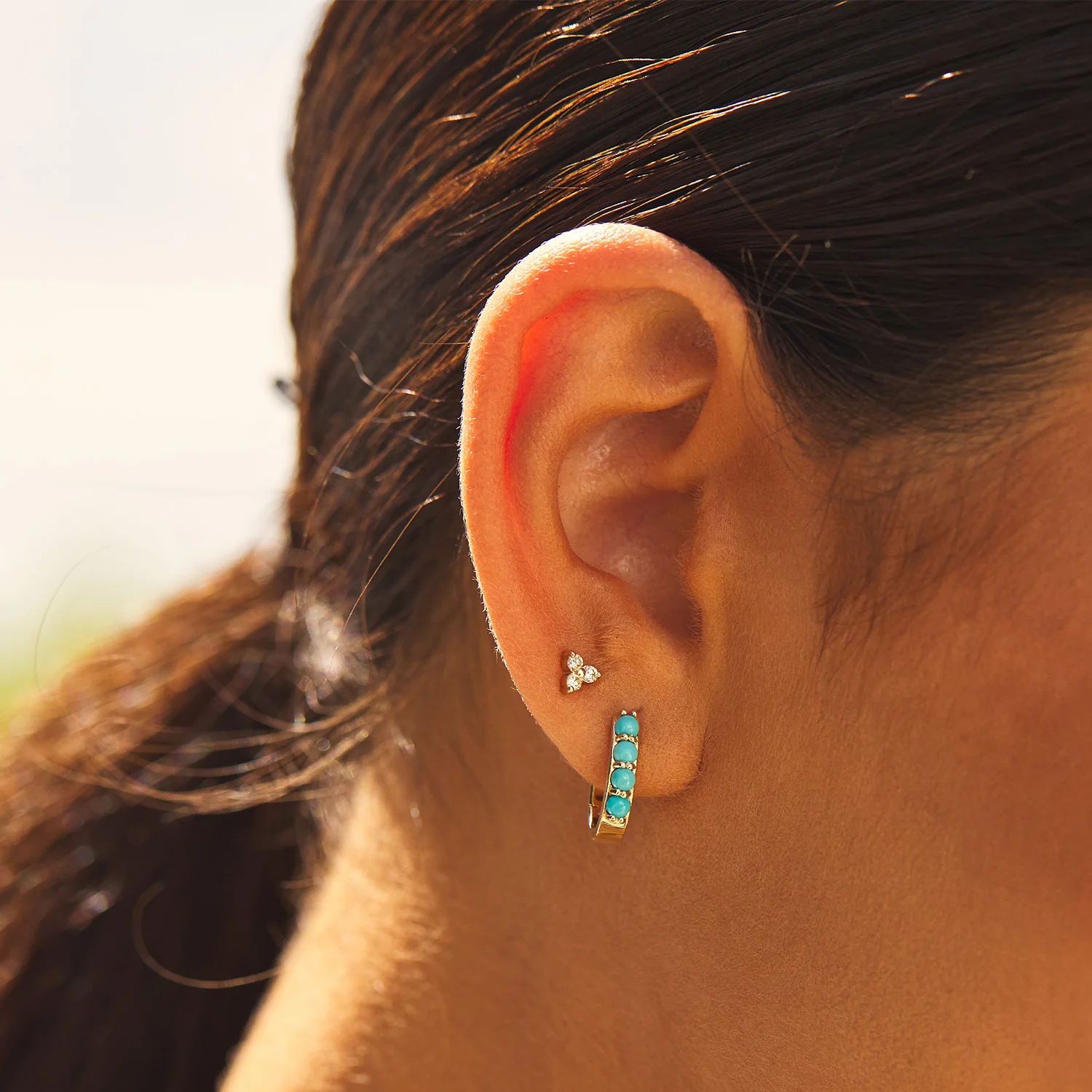 Genuine Turquoise Paperclip Huggie Hoops - Image 7