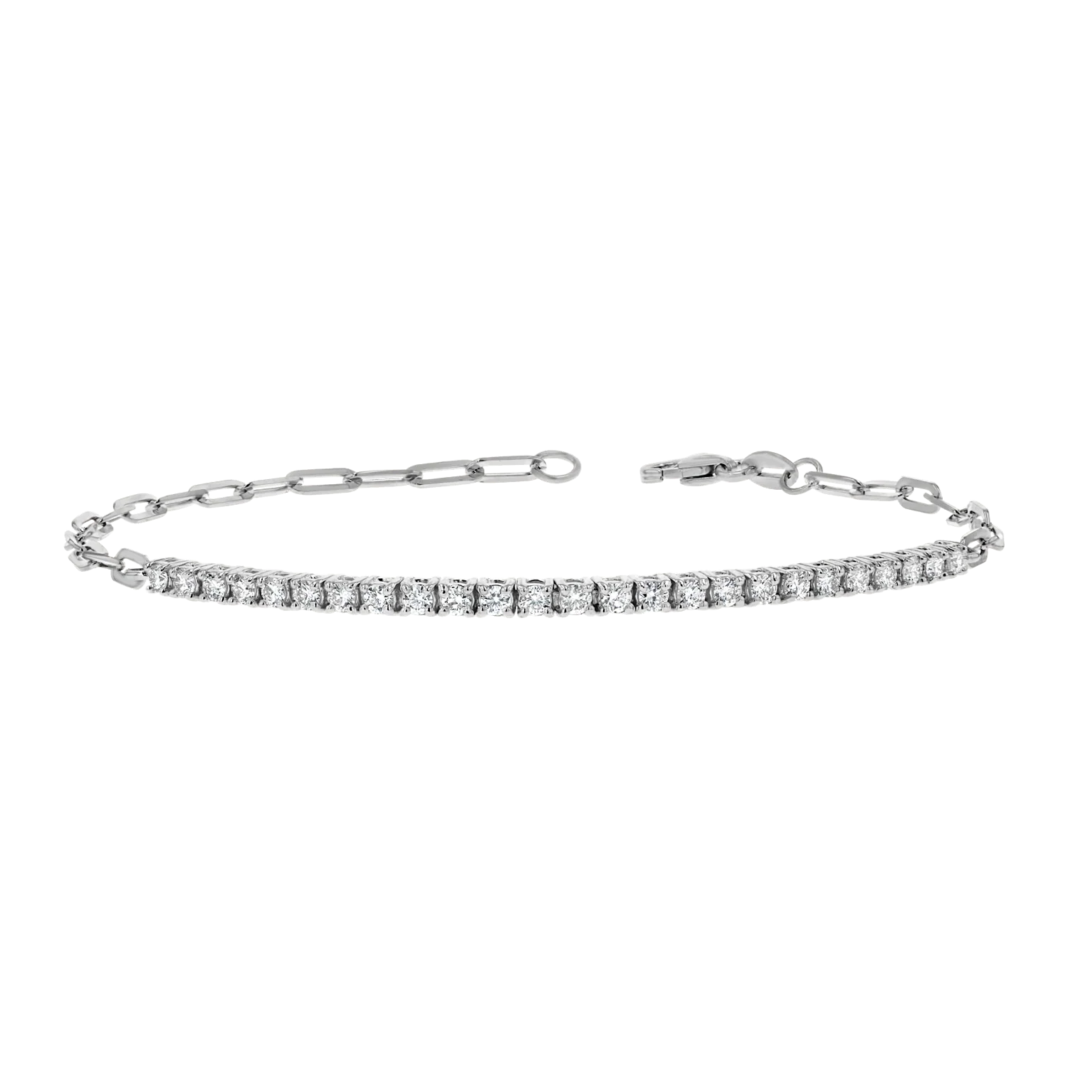 Kids Diamond Tennis Bracelet Paperclip Link - Image 2