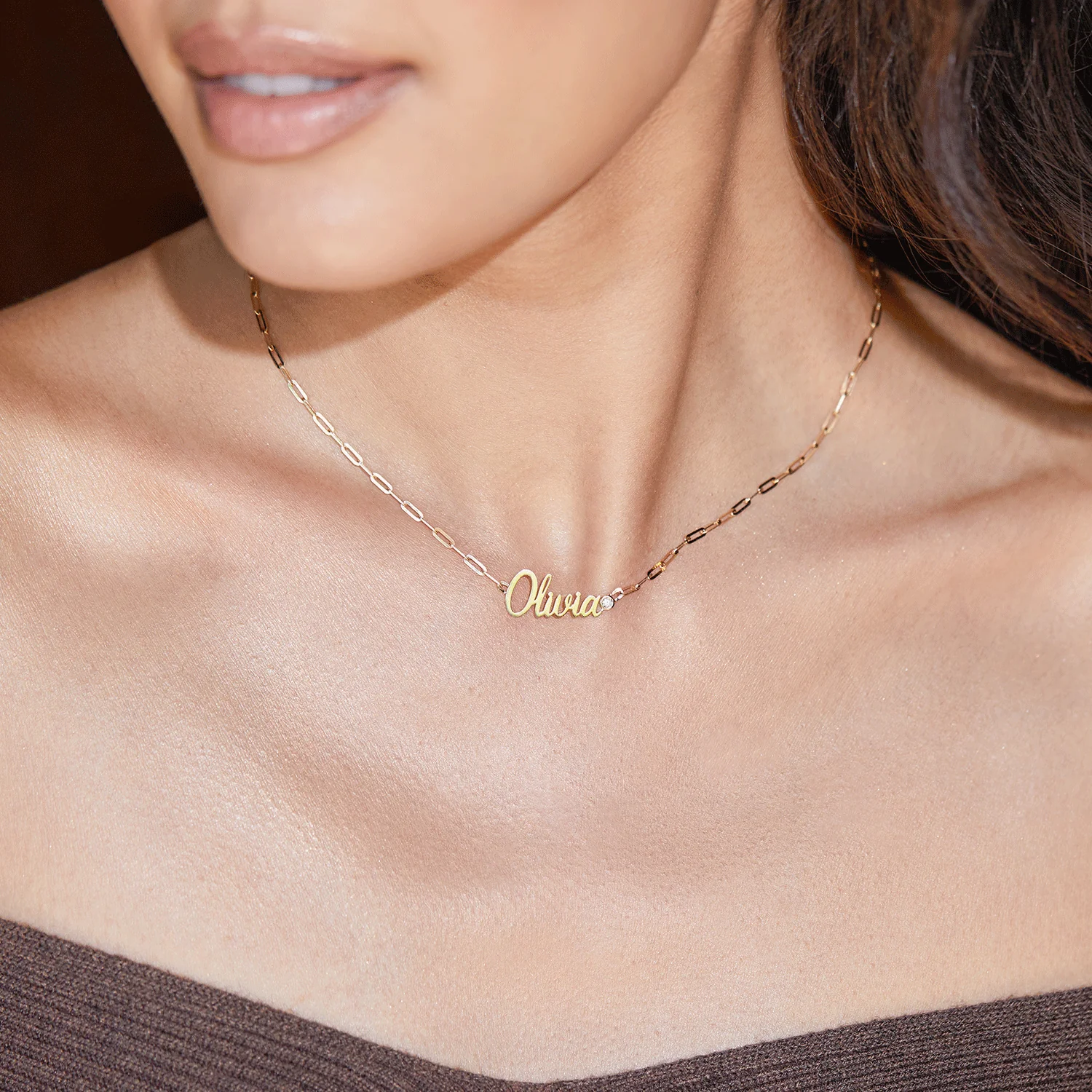 Paperclip Script Diamond Name Necklace - Image 11
