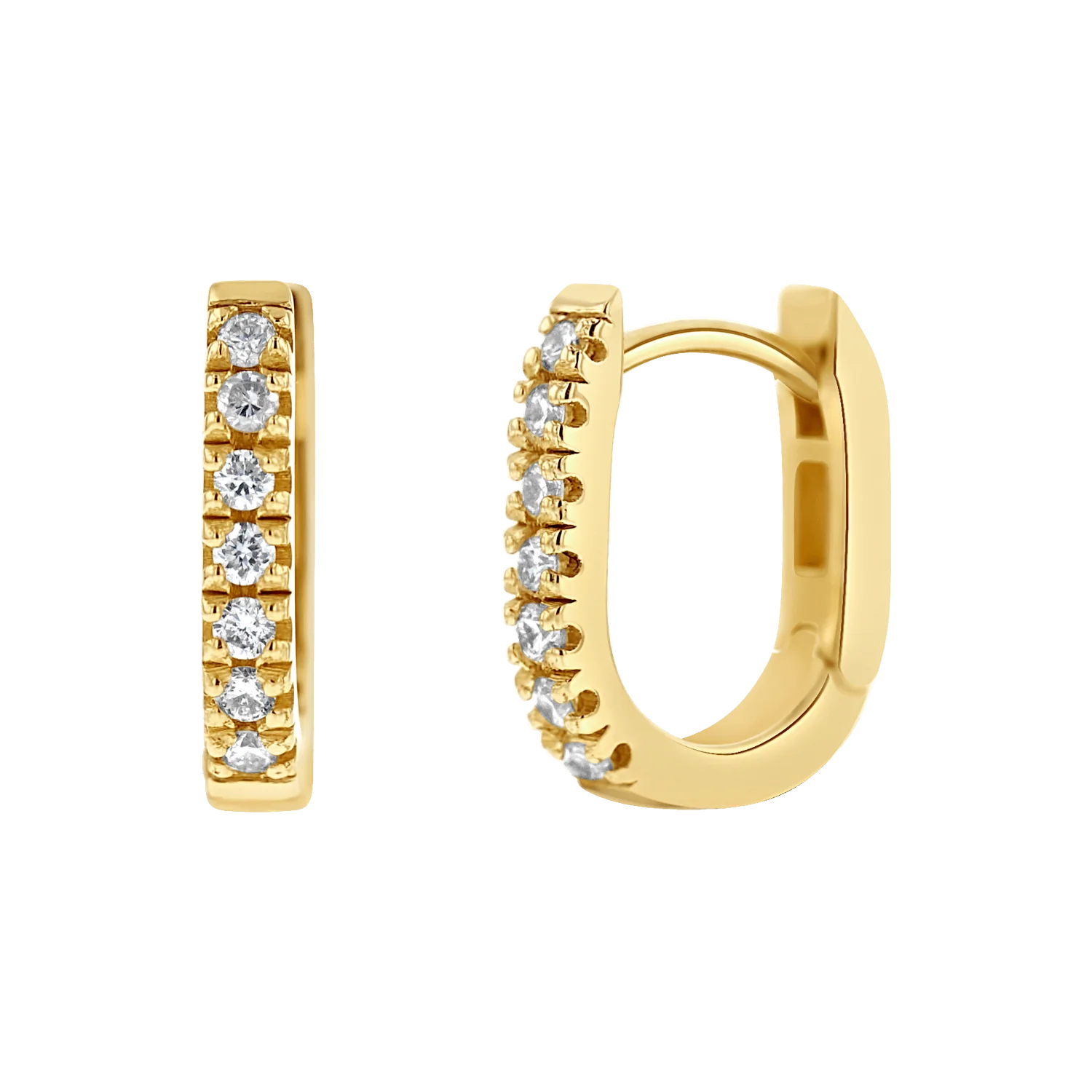 Petite Diamond U-Pave Paperclip Huggie Earrings