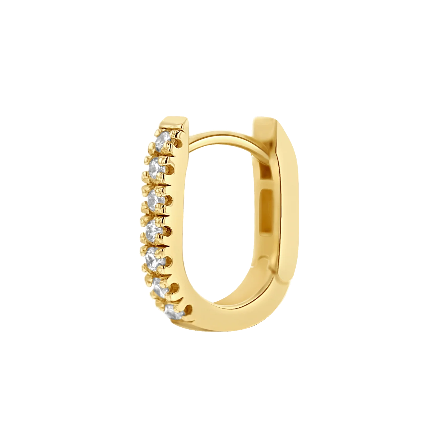Petite Diamond U-Pave Paperclip Huggie Earrings - Image 4