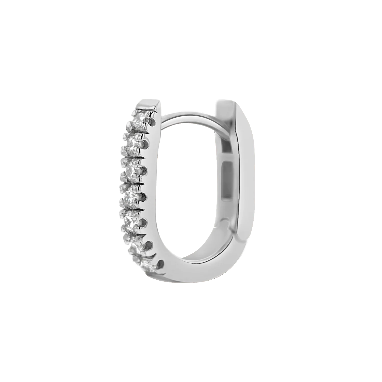 Petite Diamond U-Pave Paperclip Huggie Earrings - Image 5