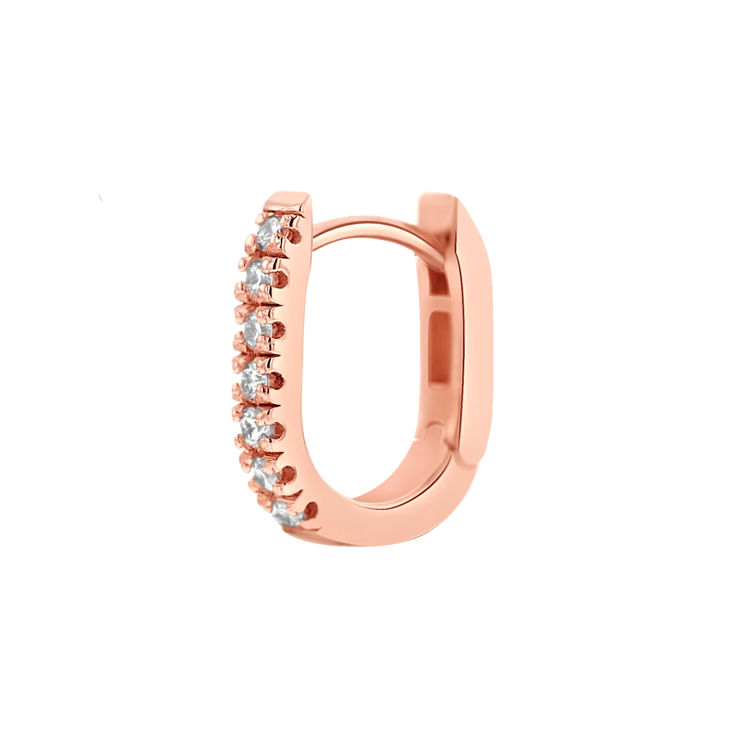 Petite Diamond U-Pave Paperclip Huggie Earrings - Image 6