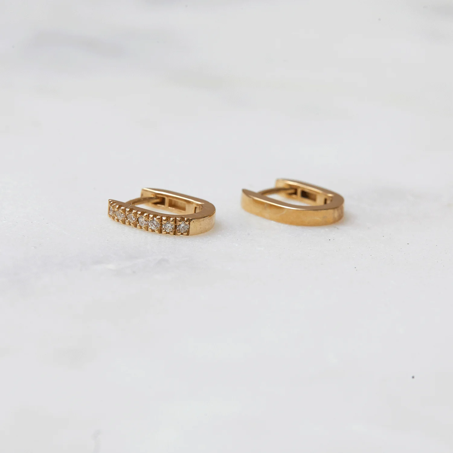 Petite Diamond U-Pave Paperclip Huggie Earrings - Image 7