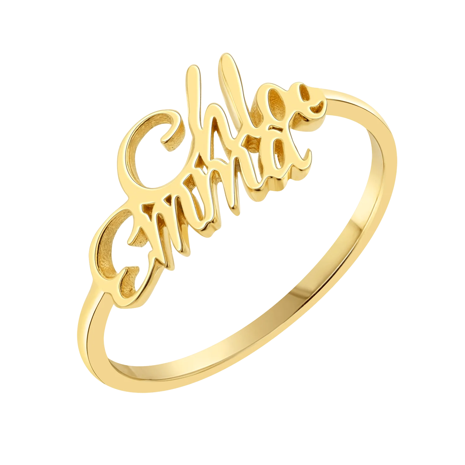 Script Double Name Ring