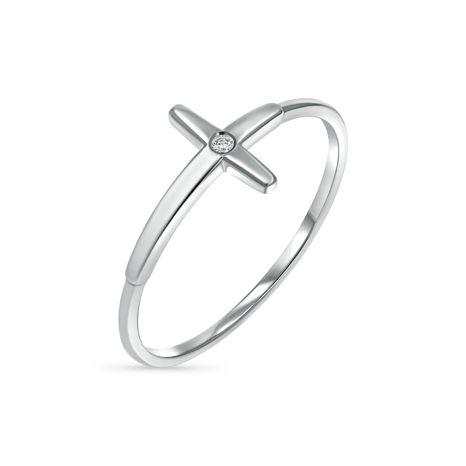 Sculptural Diamond Center Cross Ring - Image 2