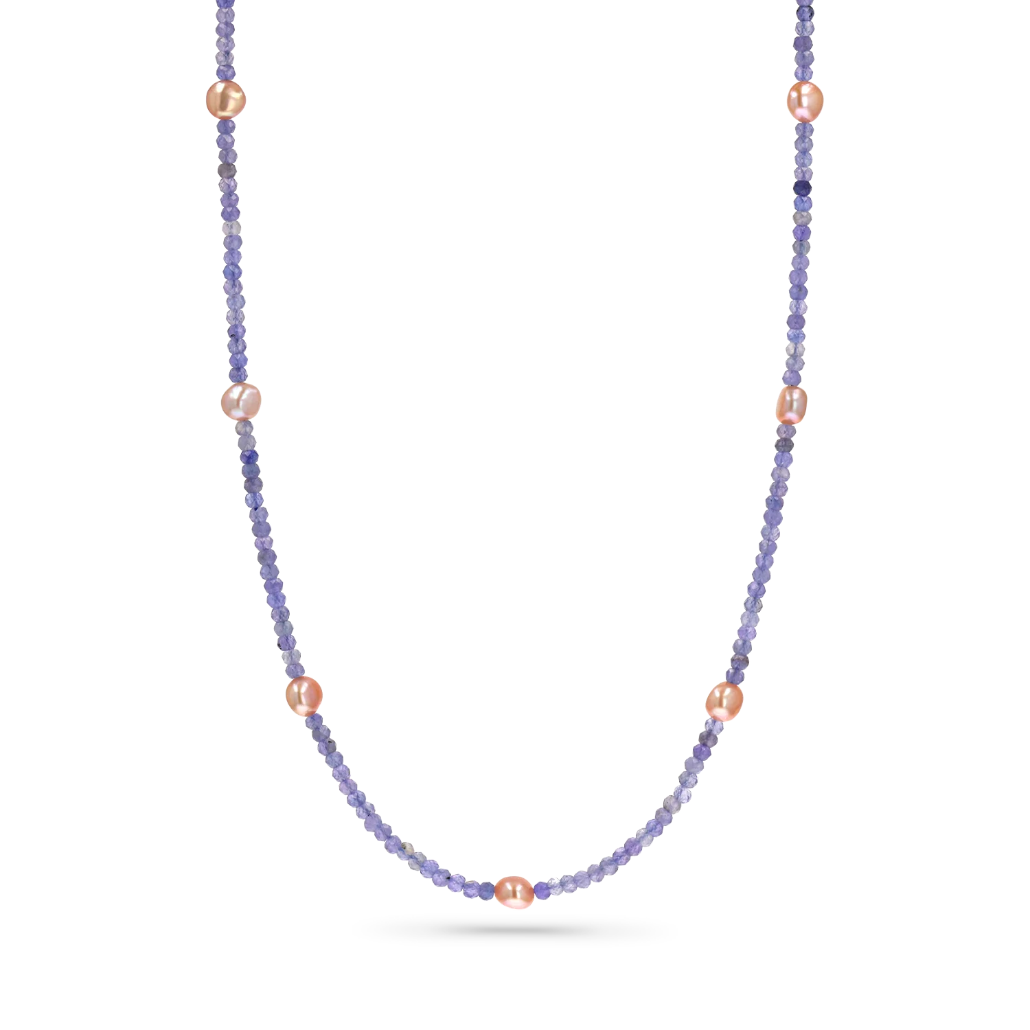 Tanzanite & Pink Pearl Station Necklace