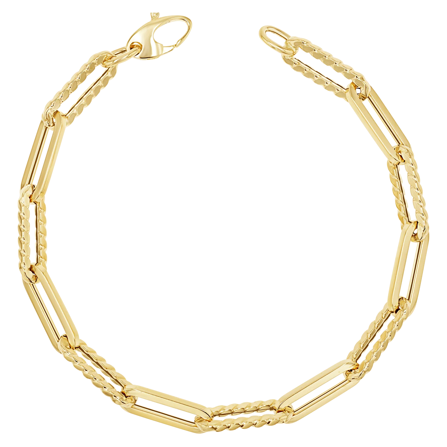 14K Twist Link Paperclip Chain Bracelet