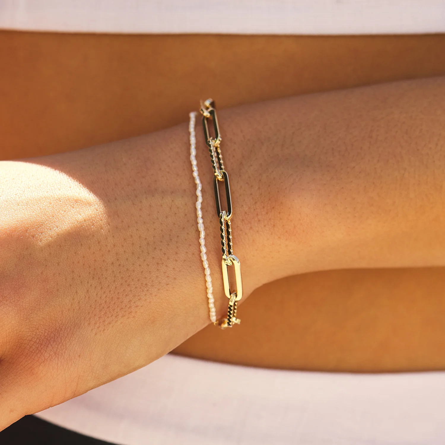 14K Twist Link Paperclip Chain Bracelet - Image 2