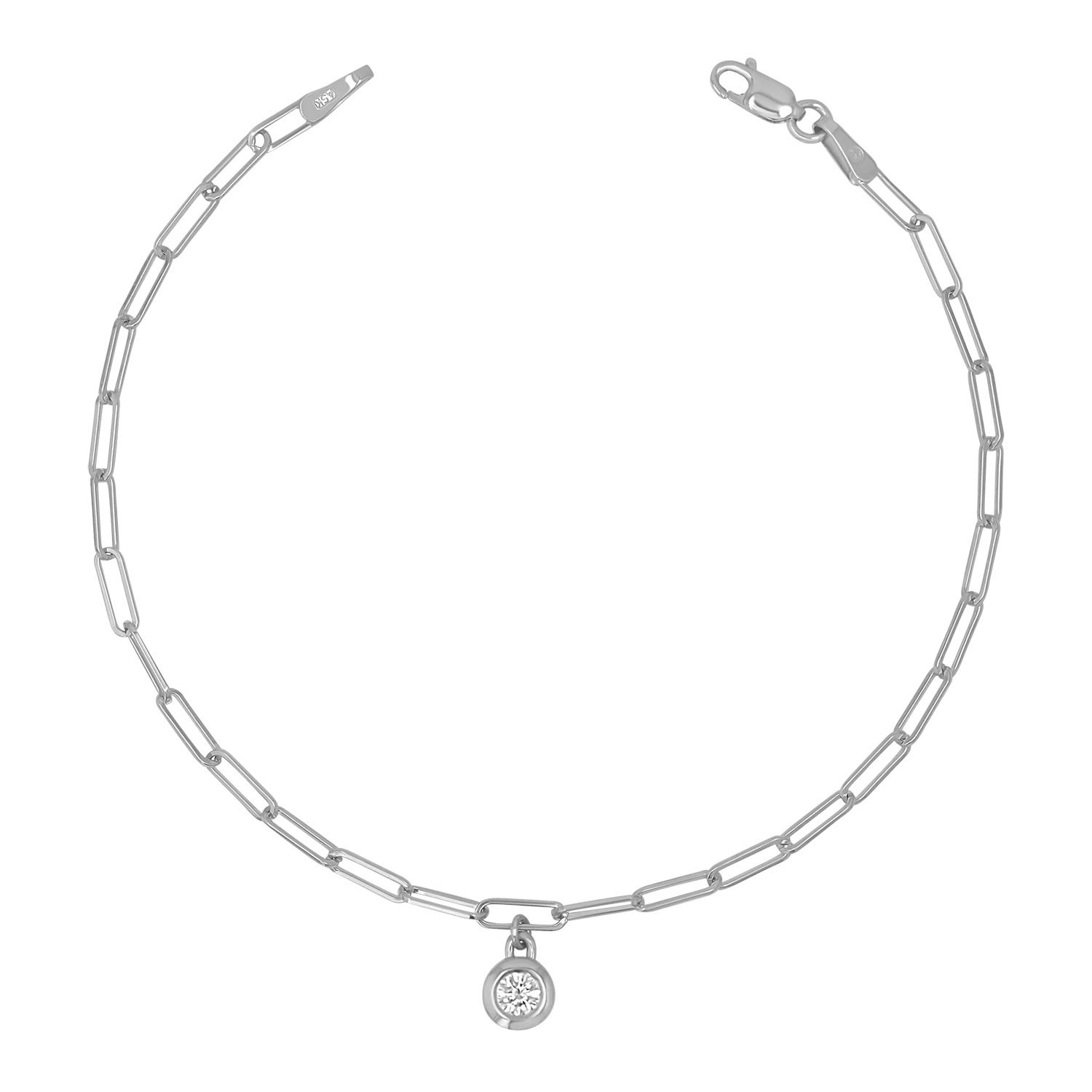 Wire Paperclip Diamond Bezel Bracelet - Image 2