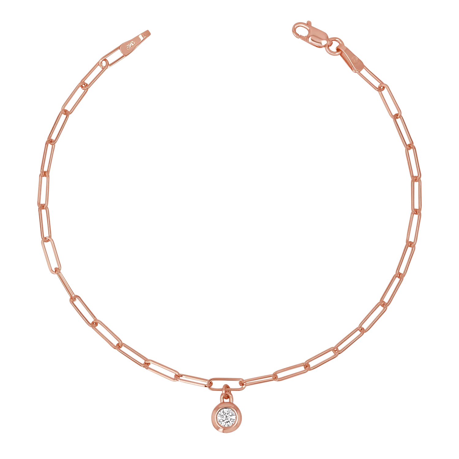 Wire Paperclip Diamond Bezel Bracelet - Image 3