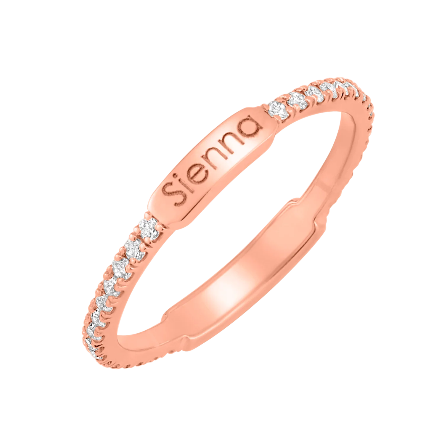 Petite Diamond U-Pave Engraved Ring - Image 3