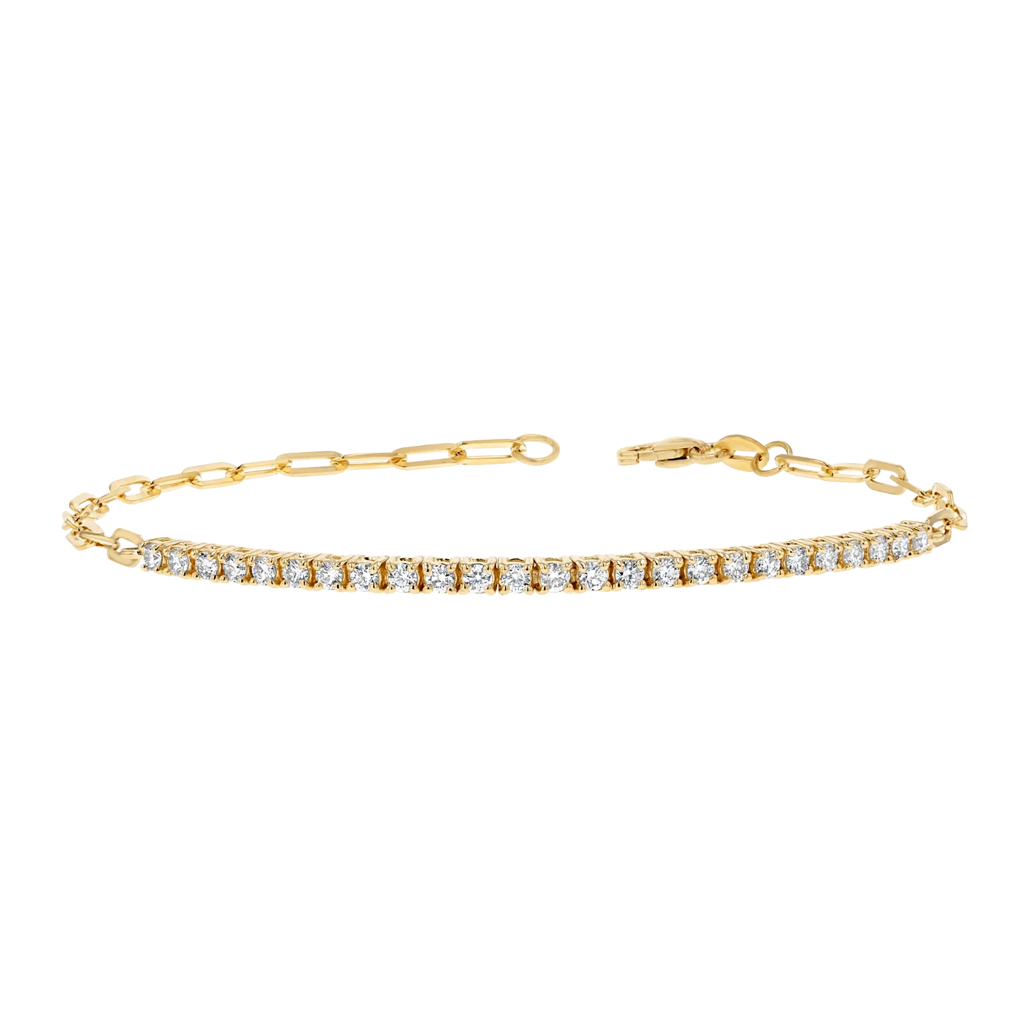 Diamond Tennis Bracelet Paperclip Link