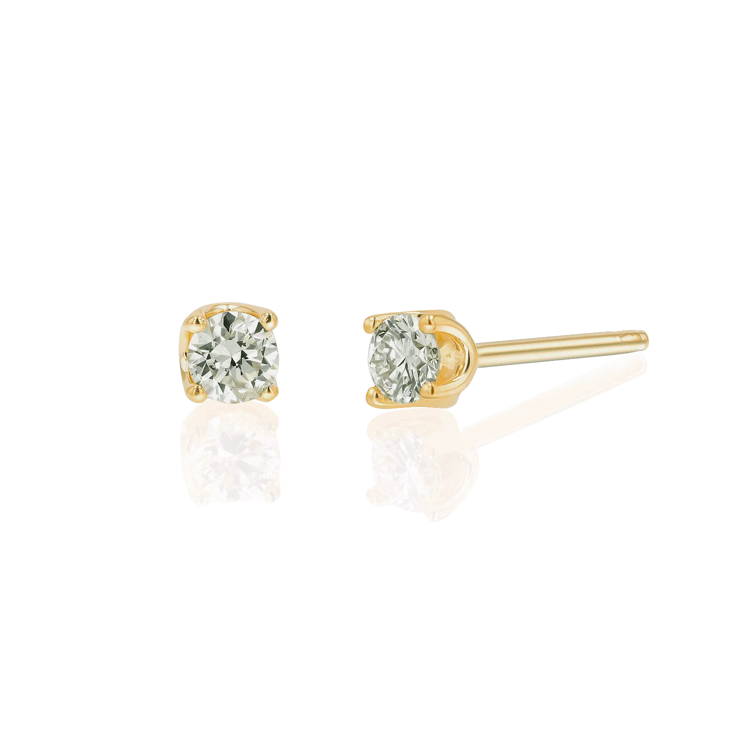 14K Gold Solitaire Studs