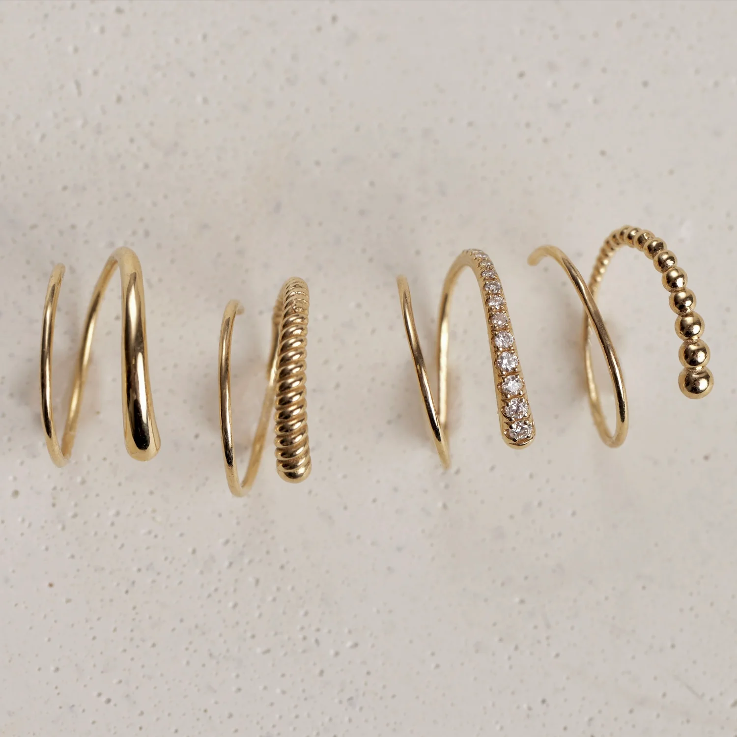Tapered Coil Double Hoop Earrings - Image 4